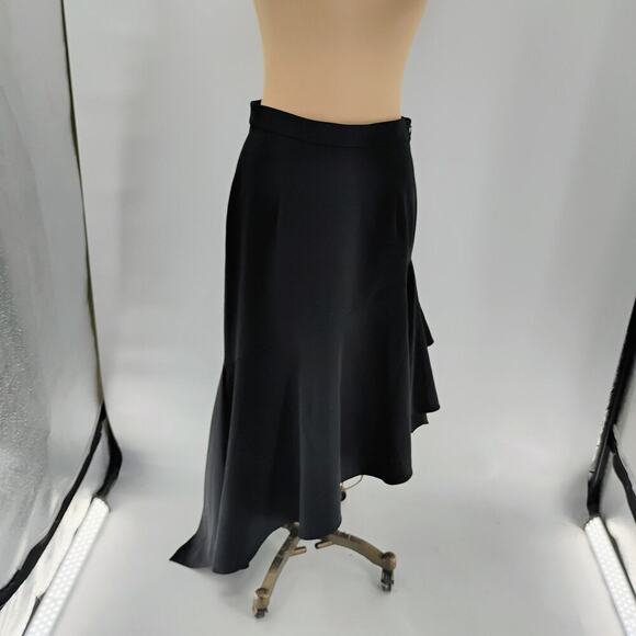 MILLY Asymmetrical Charlotte Skirt in Black - Size 8 - Picture 2 of 13